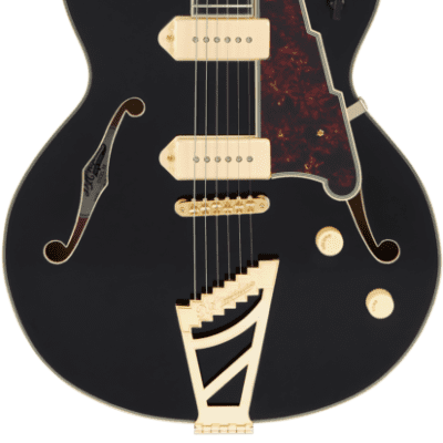D'Angelico Excel 59 Hollowbody Electric Guitar - Solid Black with Stairstep Tailpiece image 11
