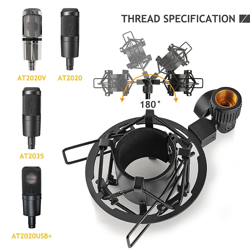 AT2020 Shock Mount with Windscreen Shock Mount Stand with Foam Pop Filter  for Audio Technica AT2020 AT2035 AT4040 AT2020USB ATR2500x Condenser  Micphone 