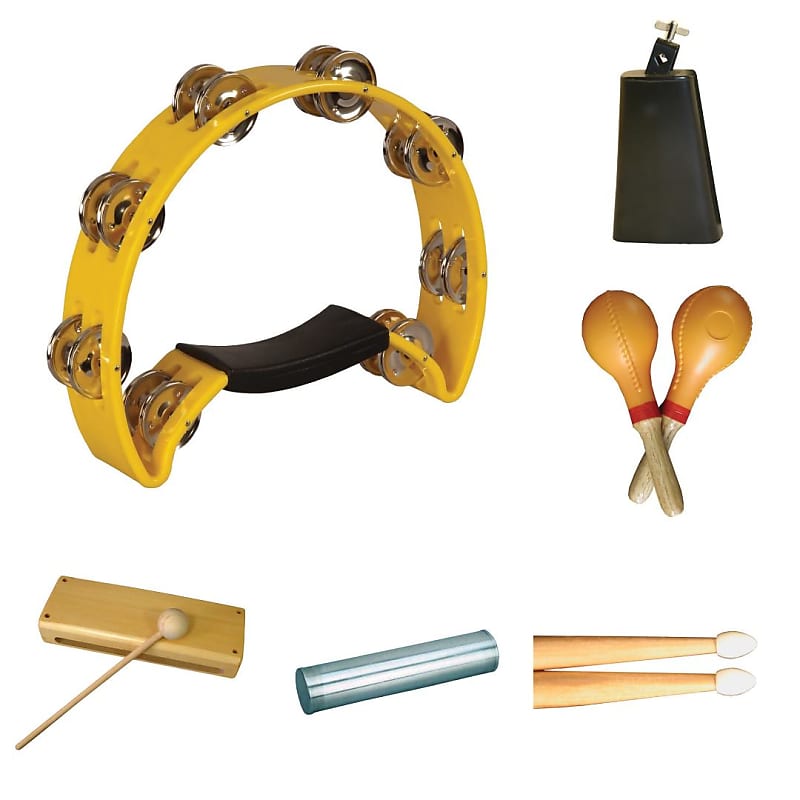 Coda Percussion Pack Tambourine Shaker Maracas Cowbell Wood Block Sticks image 1