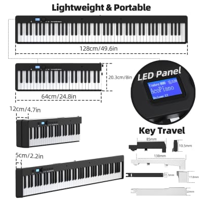 Folding Piano 88 Key Keyboard Digital Piano With Midi Portable 88 Key Full Size Upgrade Wood Grain Semi-Weighted Keyboard Piano With Lighted Keys For Beginners image 5