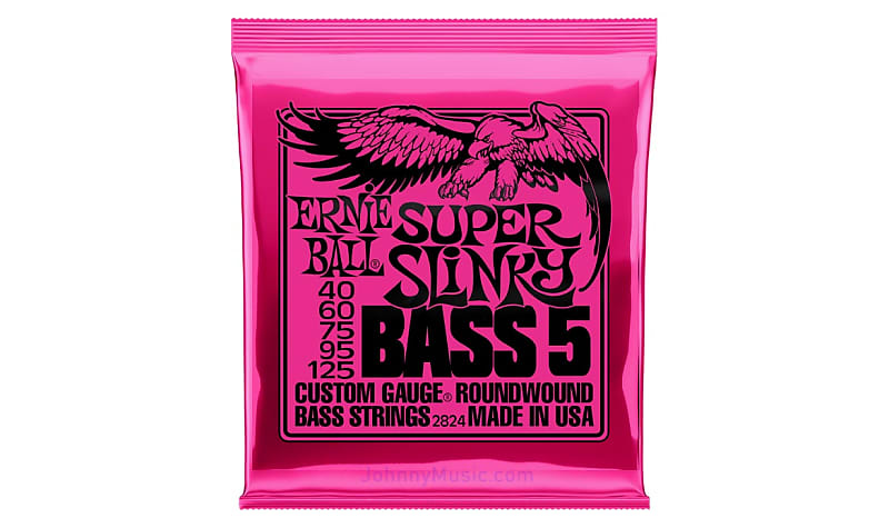 Super Slinky 5-String Ni-Wound Electric Bass Strings 40-125 Gauge Set 40/G 60/D 75/A 95/E 125 Low-B image 1