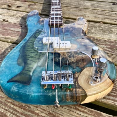 JL Custom  P-Bass  2021 Buckeye Burl blue epoxy image 8