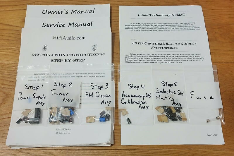 Sansui TU-517 restoration kit filter capacitor repair rebuild fix  			