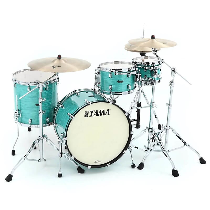 Tama Starclassic Maple 4pc Drum Set Surf Green Silk image 1