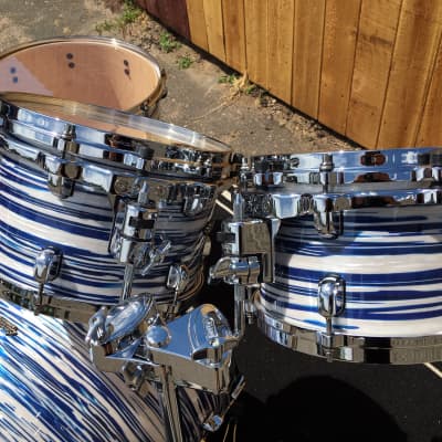 Tama  Starclassic all Maple series || Blue & White Oyster wrap|| 4pc Shell Pack || 22"/10"/12"/16" image 11