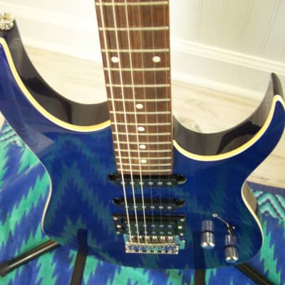 S101 Eagle,  Double Cutaway HSS Electric Guitar, Transparent Blue finish, single binding. image 5