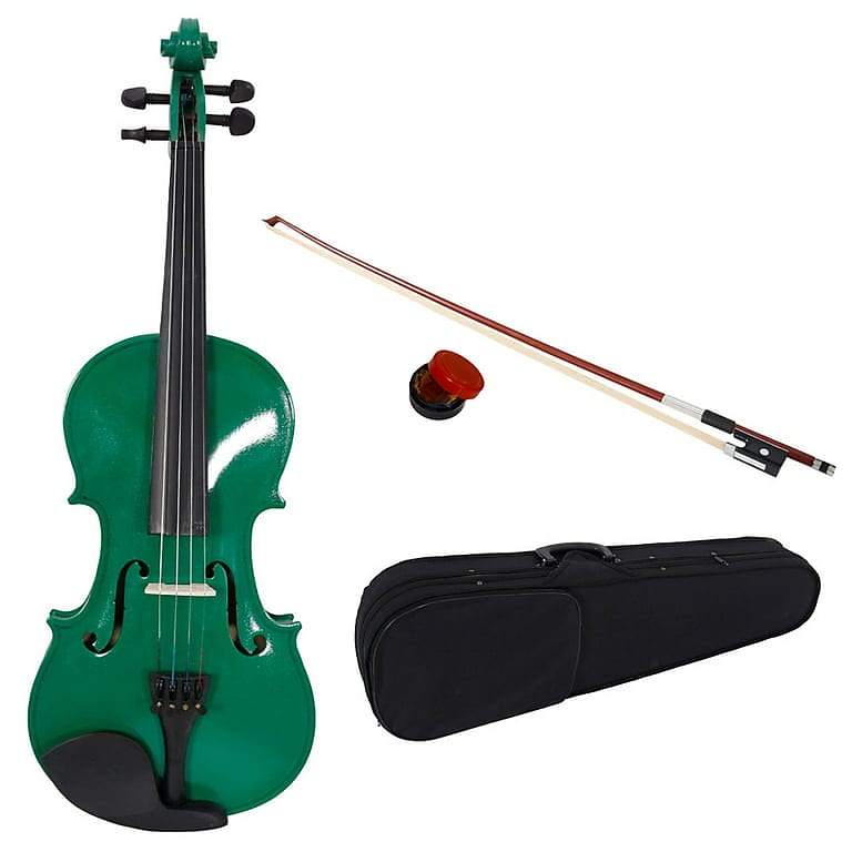 OEM Violin for Kids, New 4/4 Acoustic Violin for Boys and Girls, Solid Wood Violin with Case and Bow, Black Violin Outfit Set for Beginners - Green 2023 - Wood image 1