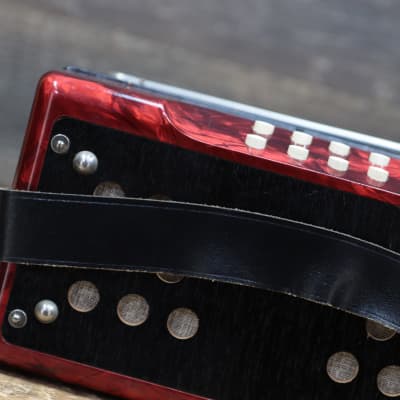 Hohner Erica 2-Row 8-Bass 21-Treble Button G-C Red Diatonic Accordion w/Case image 13