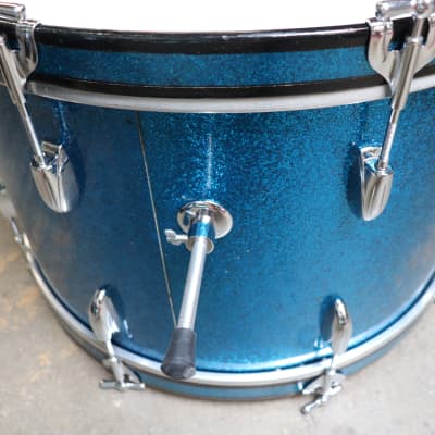 Gretsch Broadcaster 3pc Drum Set Kit Blue Sparkle Vintage 1950's 22/13/16" image 12