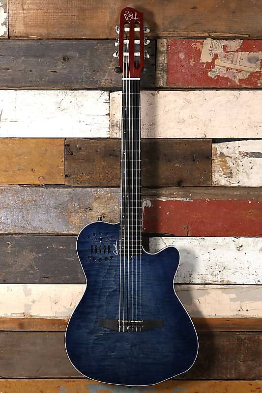 Godin ACS Nylon HG Denim Blue Flame w/ Bag | Reverb