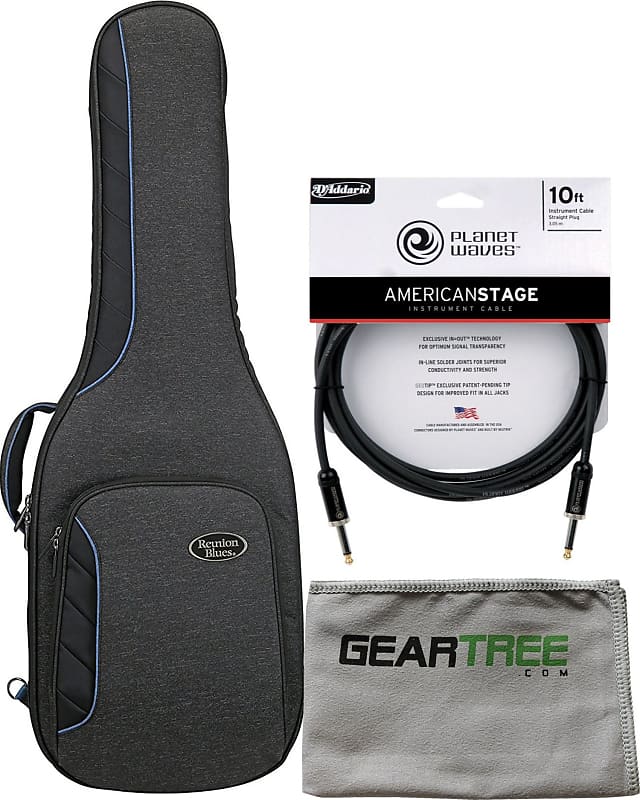 Reunion Blues RBCE1 RBC Voyager RB Continental Electric Guitar Case Bag w/  Polish Cloth and Premium Cable