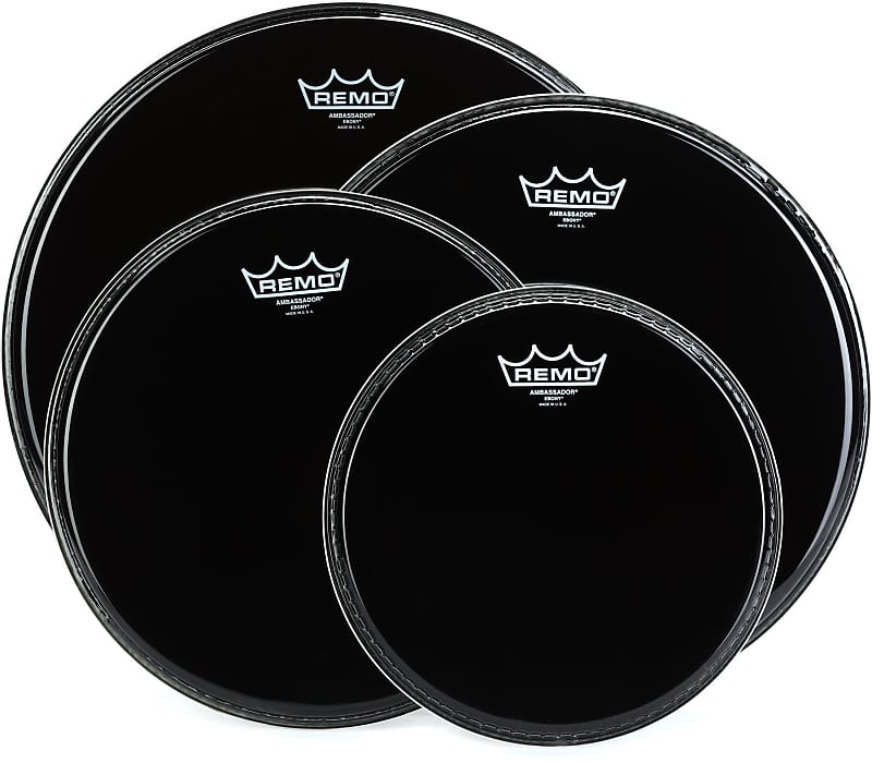 Remo Ambassador Ebony 4-piece Tom Pack - 10/12/14/16 Inch | Reverb