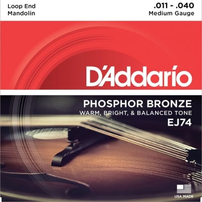 D'Addario EJ74 Phosphor Bronze Loop End Mandolin Strings - .011-.040 Medium image 1