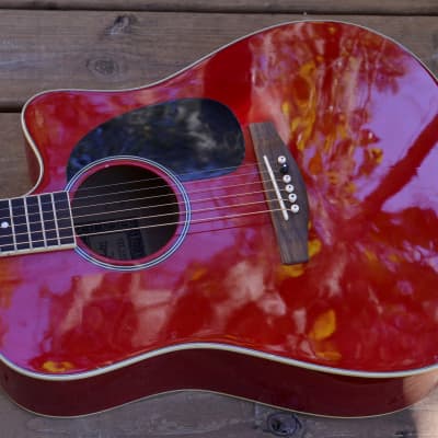 Carlo Robelli CDG-1 SRD Acoustic Guitar ~RED~ Solid Mahogany Top Ebony Fretboard image 3