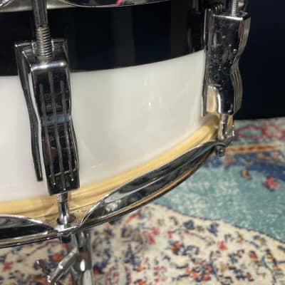 Ludwig 14x5" Vistalite, Blue and Olive Badge, Snare Drum 1970s - Black / White 2 Band Swirl image 6
