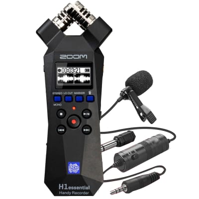 Zoom H1essential 2-Track 32-Bit Float Portable Audio Recorder + Vipro Professional Lavalier Condenser Microphone image 1