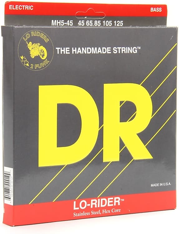 DR Strings MH5-45 Lo-Rider Stainless Steel Bass Guitar Strings - .045-.125 Medium image 1