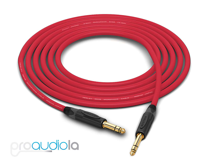 Mogami 2549 Cable | Neutrik Gold 1/4" TRS to 1/4" TRS | Red 12 Feet | 12 Ft. | 12' image 1