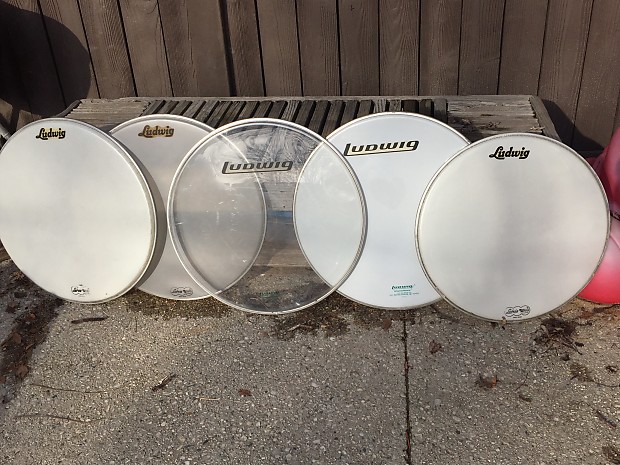 Vintage logos top drum heads