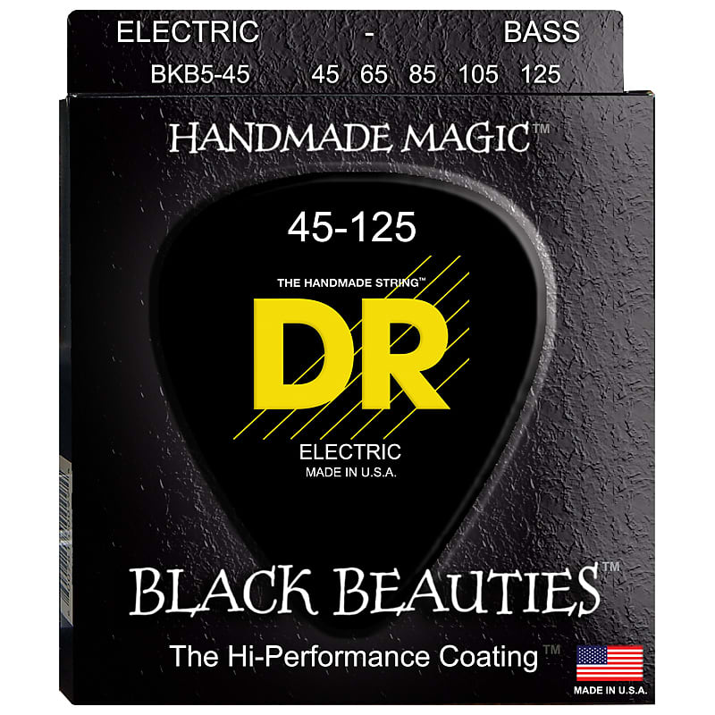 DR Strings Black Beauties BKB5-45 Medium 5-String Bass 45-125 image 1
