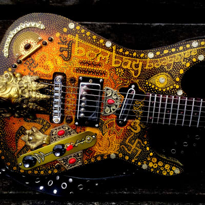Recaster #28 The Overland 2018 Black n Gold Hippie Trail Guitar image 2