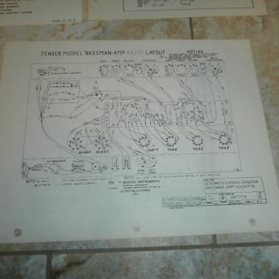 Vintage Early 1970's Fender Bassman Replacement Parts List and Schematic! Original Case Candy! image 4