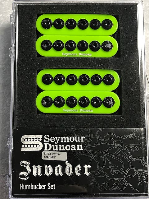 Seymour Duncan Invader 6 String Humbucker Pickup Set In NEON GREEN SH-8b &  SH-8n Neck & Bridge