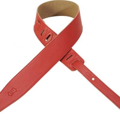 Levy's MG317LL-RED 2 1/2" soft garment leather guitar strap with suede backing image 2