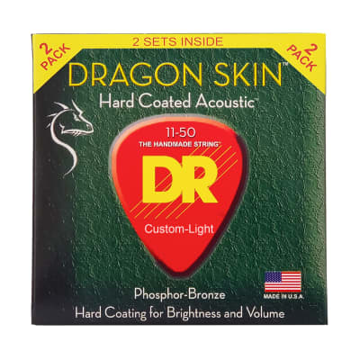 DR Strings Dragon Skin Clear Coated Acoustic Guitar Strings: Custom Light 11-50 (2-Pack) image 5