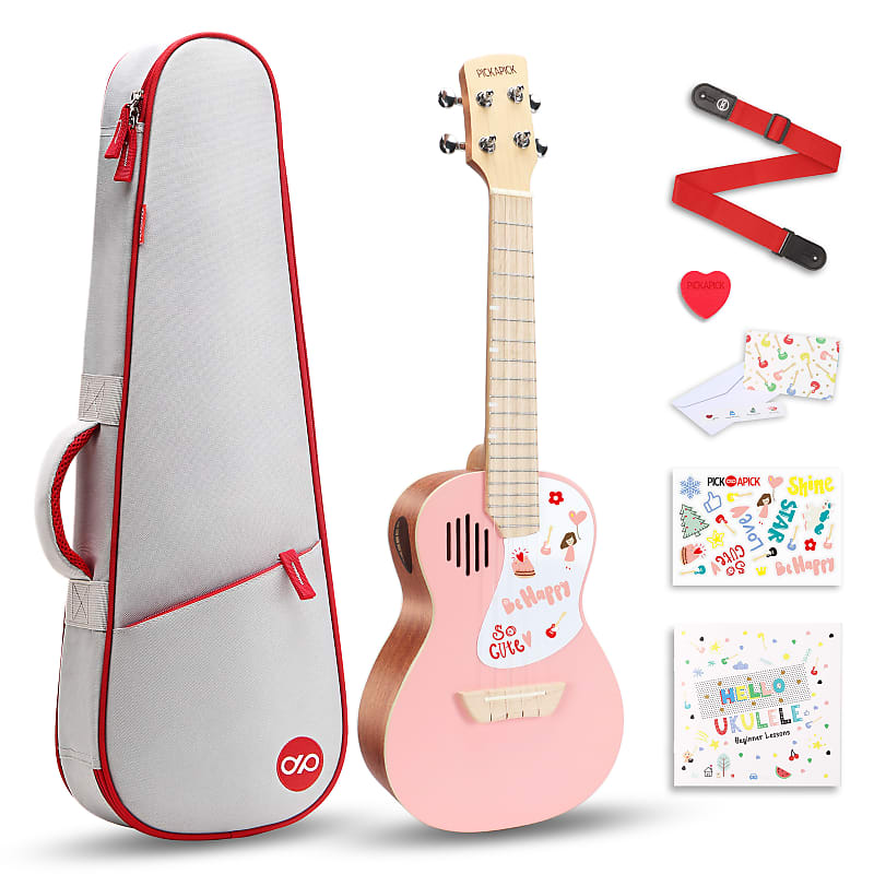 Pickapick UC23 Mahogany Concert Ukulele Beginner Kit (Cherry