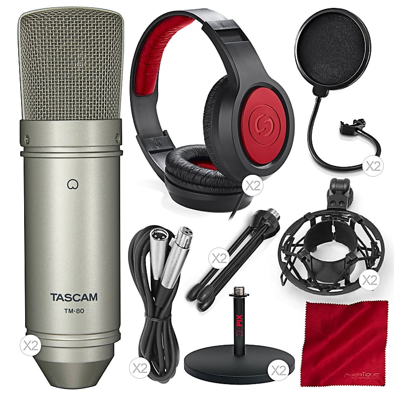 Tascam TM-80 Large Diaphragm Condenser Microphone Duet Package