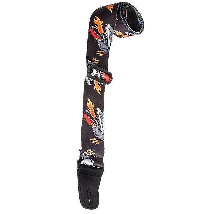 Henry Heller 2" Wide Guitar Strap - Artist Series Sublimation Printed - Fire Mech! Manga/Anime Style image 1