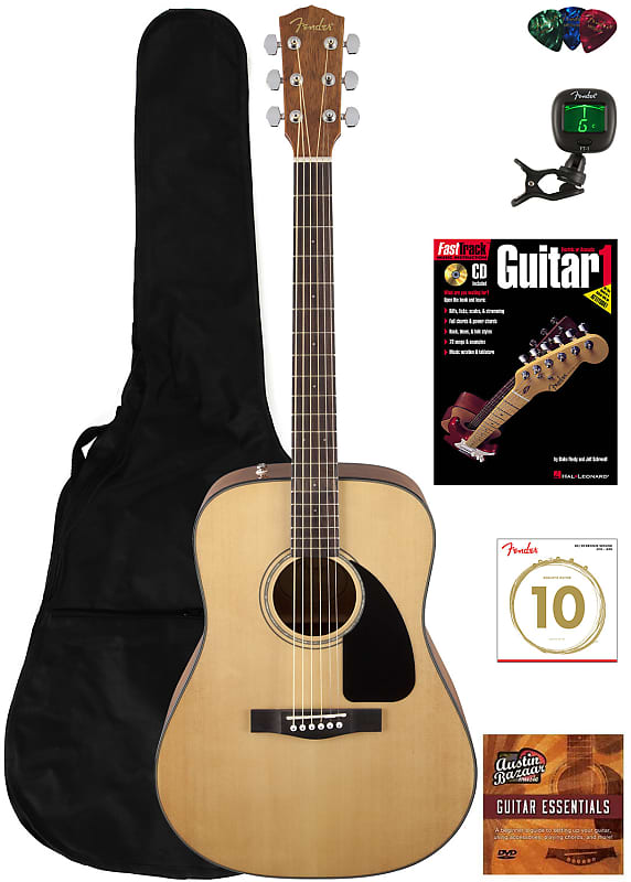 Fender CD-60 Dreadnought Acoustic Guitar - Natural w/ Gig Bag | Reverb