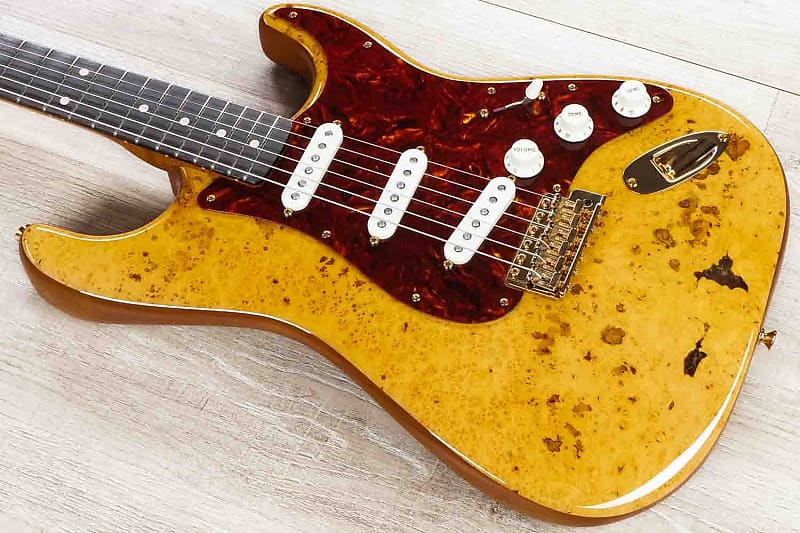 Fender Custom Shop 2019 Artisan Maple Burl Strat NOS Guitar, Aged Natural image 1