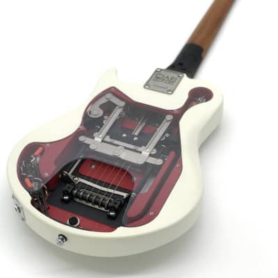 Travel Guitar Ciari  Custom Shop - Satin White/Red , Natural Neck image 2