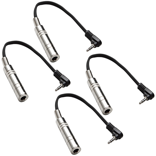 Seismic Audio SA-iREQES6i-FourPK Right-Angle 1/8" TRS Male to 1/4" TRS Female Headphone Extender/Adapter Cables - 6" (2-Pack) image 1