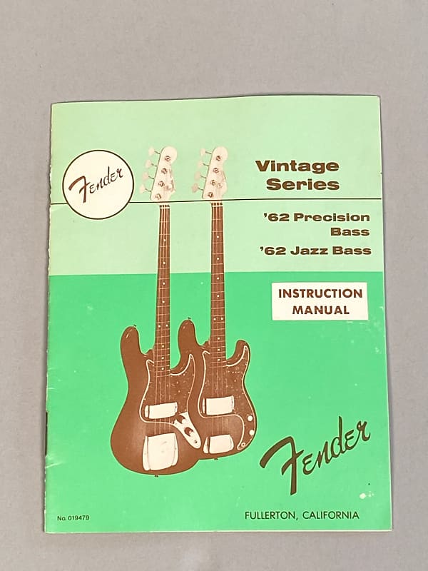 Fender Fullerton AVRI Jazz/Precision Bass Instruction Manual Reverb