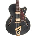 D'Angelico Deluxe Series Hollowbody Electric Guitar with Stairstep Tailpiece Regular Midnight Matte