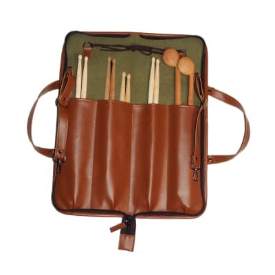 Corsaro Music Drumstick Bag (Vegan Leather) Holds drumsticks mallets & more stylish chic large size floor-tom hooks image 4