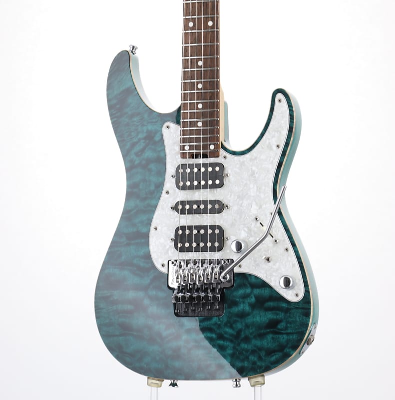 SCHECTER EX V 24 CTM FRT Black Turquoise (S/N:110615) (07/26) | Reverb