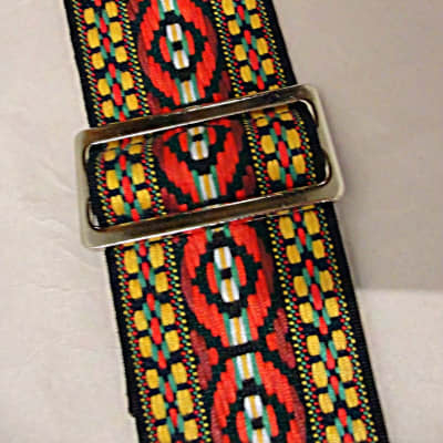 D'andrea Ace  Reissue ACE4 Jacquard Weave 2" wide Guitar Strap 2016 Red/Yellow image 3