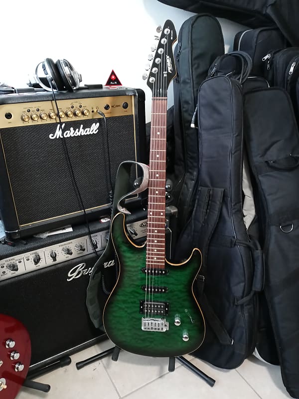2001 Peavey Limited Series EXP Green ST Quilt Top | Reverb
