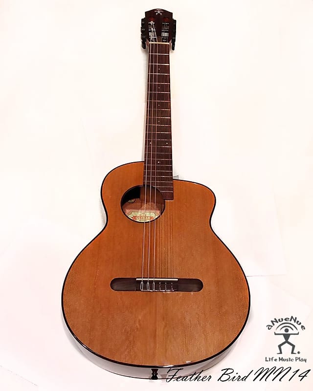aNueNue MN14E Feather Bird Solid Cedar & Mahogany Nylon Travel Classical Guitar with pickup image 1