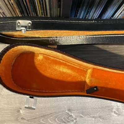 Vintage Acoustic Guitar Case 1960’s-1970’s Black w Orange Gold Interior image 2