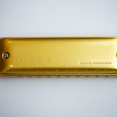 Kongsheng Mars With Aluminum Comb 10 Hole Diatonic Harmonica Gold Comb + Gold Covers Key of E
