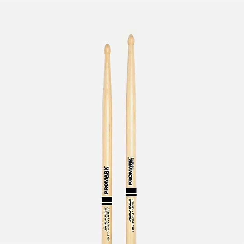 Promark Forward Balance Hickory Drumsticks - .595" - Teardrop Tip image 1