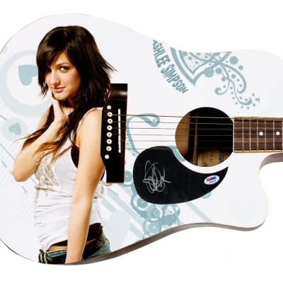 Ashlee Simpson Autographed 1/1 Custom Graphics Photo Guitar PSA for sale