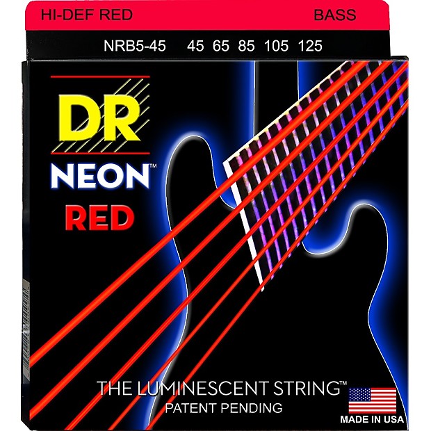 DR NRB5-45 Neon Hi-Def 5-String Electric Bass Strings - Medium (45-125) image 1