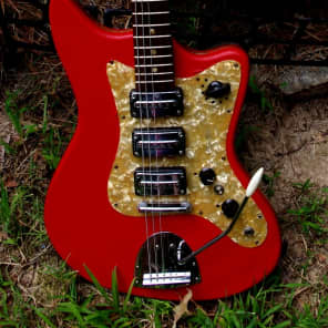 Egmond Model “3V” 1965 Red Vinyl. Electric Guitar.  Made in Holland. Used by most of the 60's Brits image 3