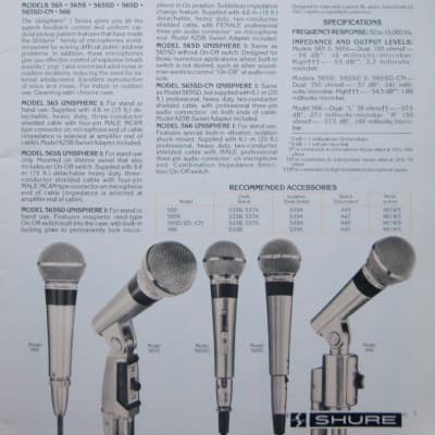 Vintage 1980's Shure 565SD Switchable Cardioid Dynamic Microphone Low Z w accessories SM58 image 2